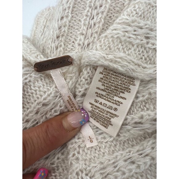 RARE VINTAGE Free People Ivory Long Knit Flowy Maxi Cardigan - Picture 12 of 13